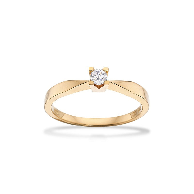 Kleopatra solitairering i 8 karat guld med brillantslebet diamant i Wesselton-kvalitet