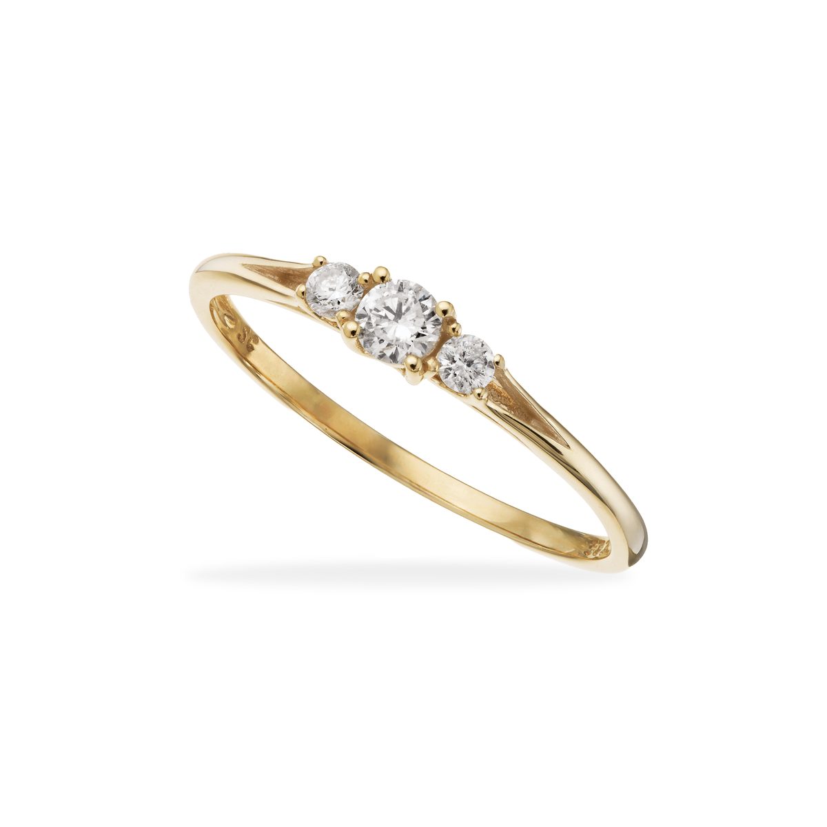 Scrouples ring i 8 kt guld med tre brillanter på i alt 0,17 ct