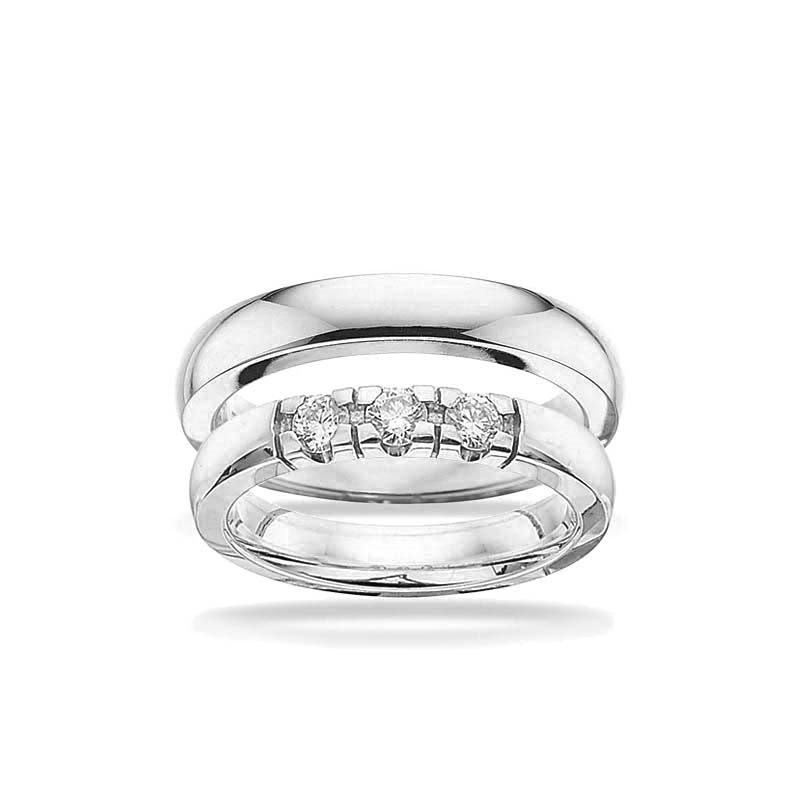 Scrouples Grace vielsesringe i 14 kt hvidguld med diamanter – set fra siden