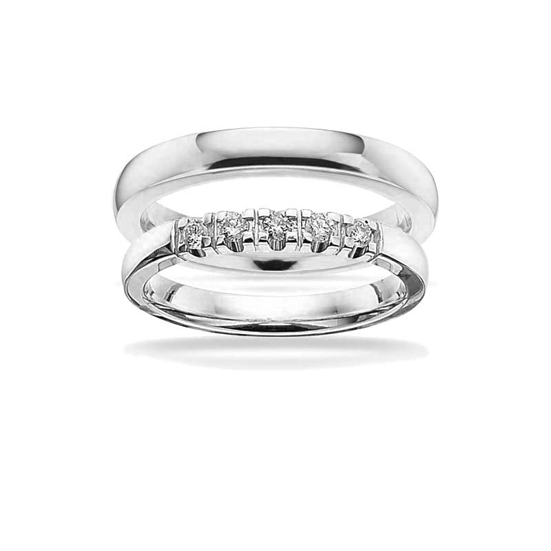 Scrouples Grace vielsesring i 14 karat hvidguld med diamanter – liggende på flade