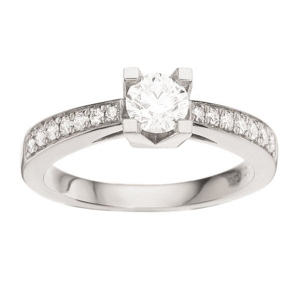 Kleopatra Queen diamantring i 14 karat hvidguld med 15 diamanter og central brillant