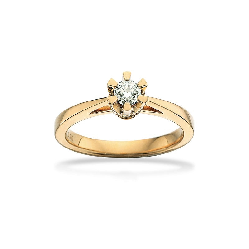 Scrouples prinsessering i 14 kt. guld med diamant – nærbillede af fatning