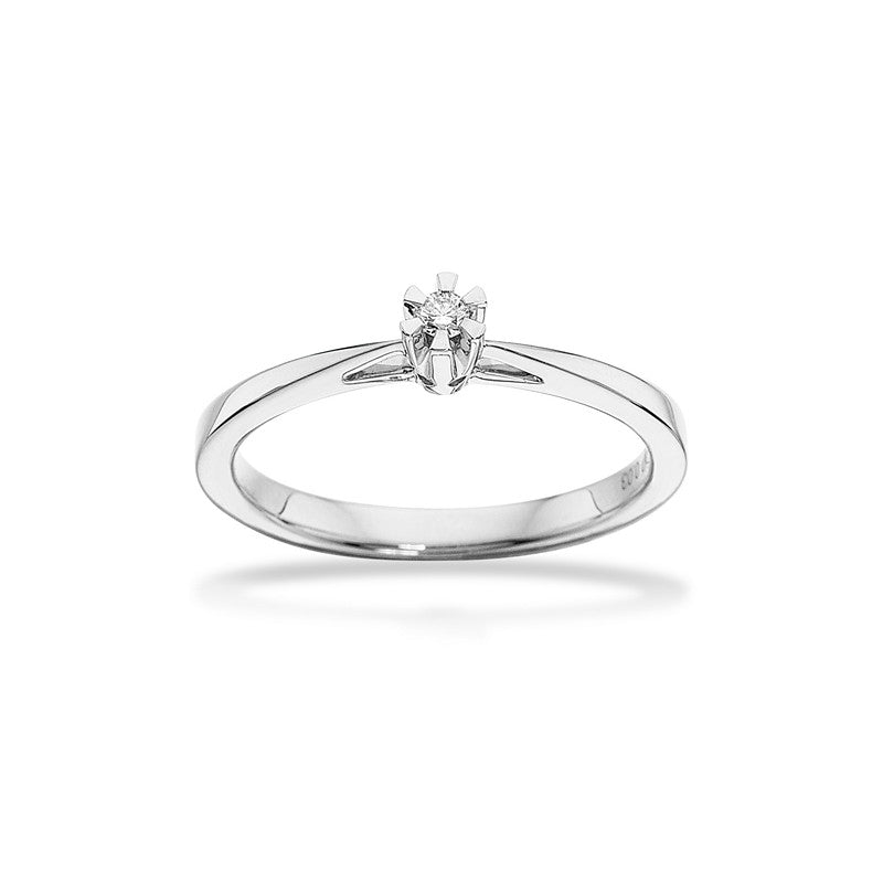 Prinsesse Ring i 14 kt hvidguld med 0,03 - 0,50 ct