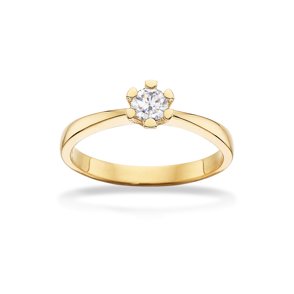 Scrouples Vida ring i 8 kt. guld med brillantsleben diamant – nærbillede af fatning