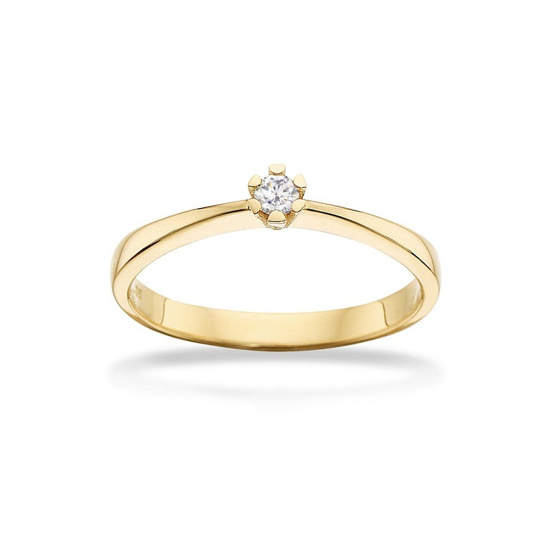 Scrouples Vida ring i 14 karat guld med brillant – set fra siden