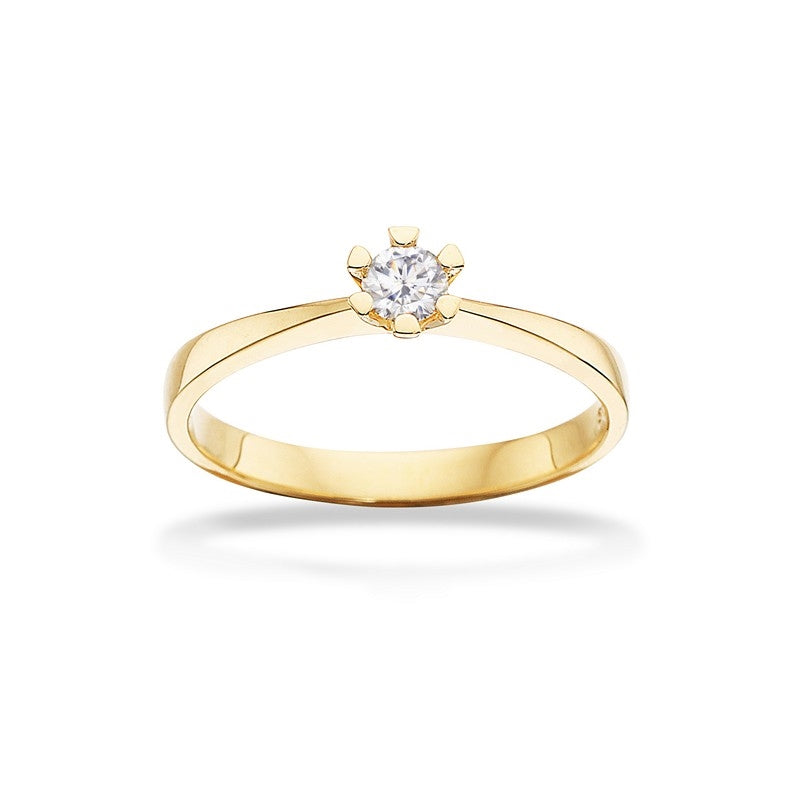 Scrouples Vida ring i 14 karat guld med brillant – liggende på flade