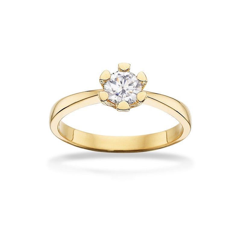 Scrouples Vida ring i 14 karat guld med brillant – nærbillede af fatning
