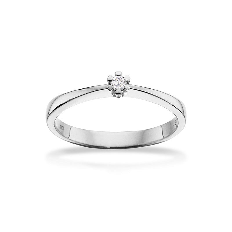 Scrouples Vida forlovelsesring i 14 karat hvidguld med brillantsleben diamant