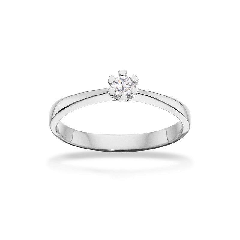Scrouples Vida ring i 14 karat hvidguld med diamant – nærbillede af fatning