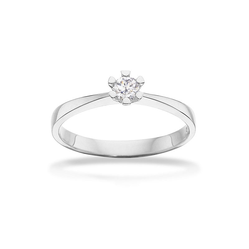 Scrouples Vida ring i 14 kt. hvidguld med diamant – nærbillede af fatning