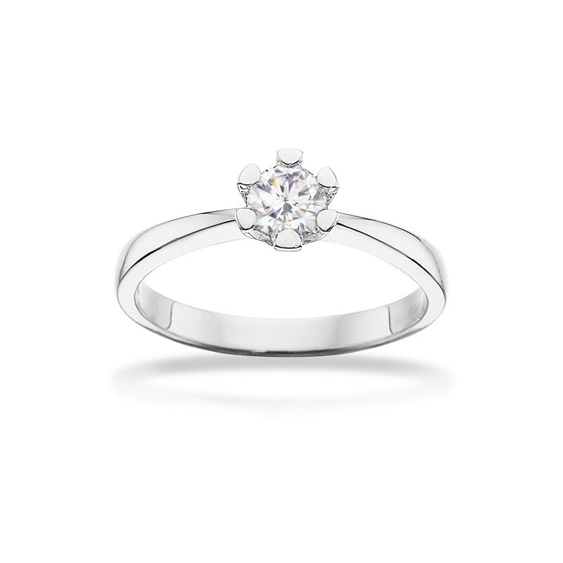 Scrouples Vida ring i 14 kt. hvidguld med brillant – nærbillede af fatning