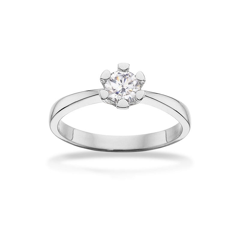 Scrouples Vida ring i 14 kt. hvidguld med diamant – nærbillede af fatning