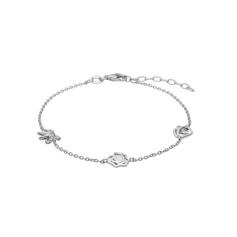 Nordahl Andersen BLOSSOM armbånd i sølv med blomster og kløverdetaljer på slank kæde