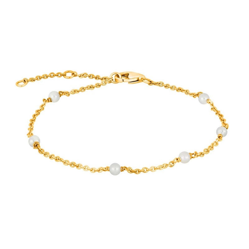 Nordahl Andersen PEARL52 armbånd i forgyldt sølv med seks små perler og 22 karat guldbelægning