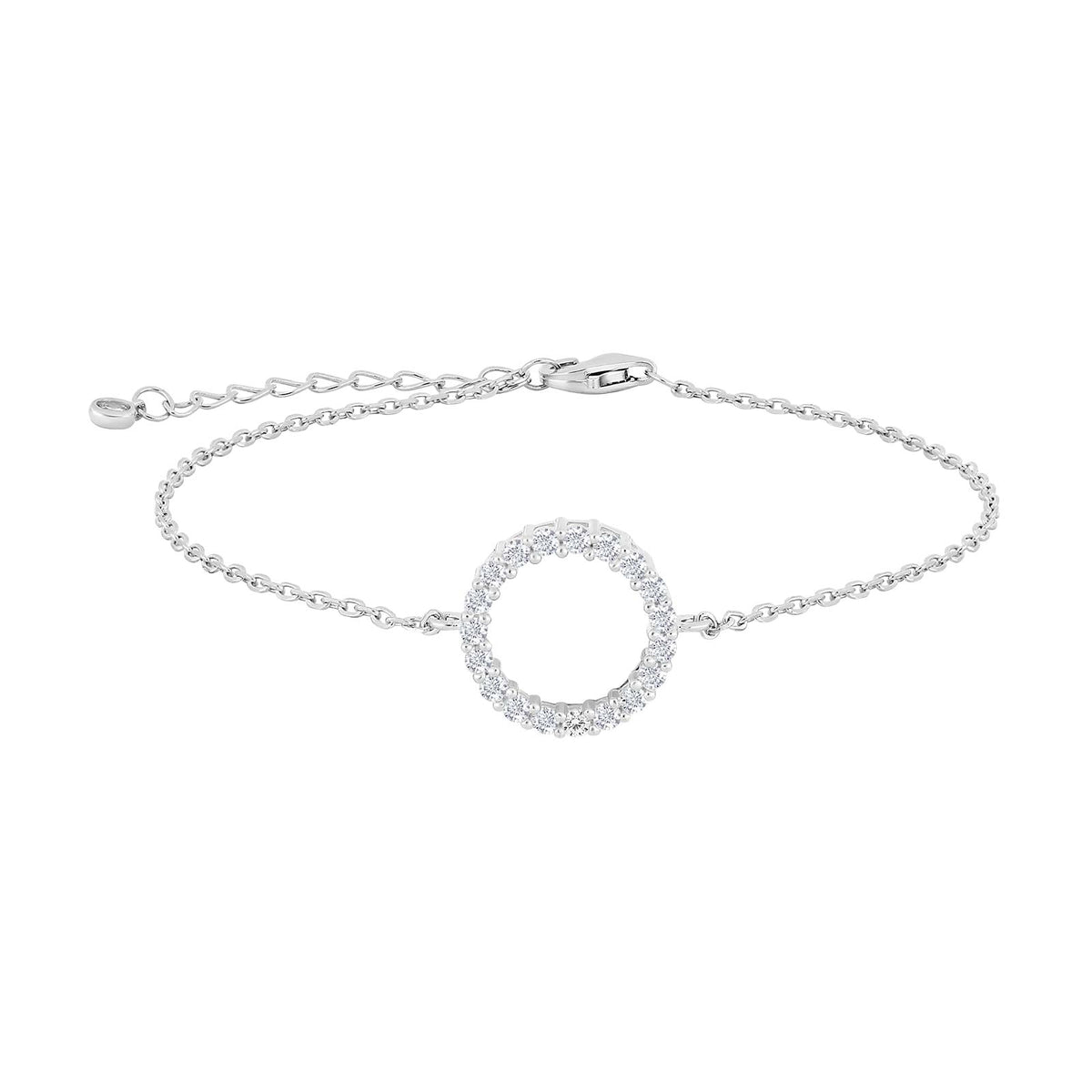 JoanliNor OBINOR armbånd i rhodineret 925 sterlingsølv med cirkelvedhæng på 14 mm