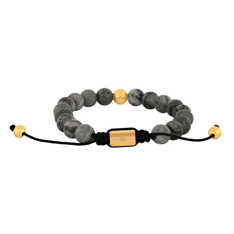 Nordahl Andersen Son of Noa armbånd i IP forgyldt stål med grå map stones – set fra siden