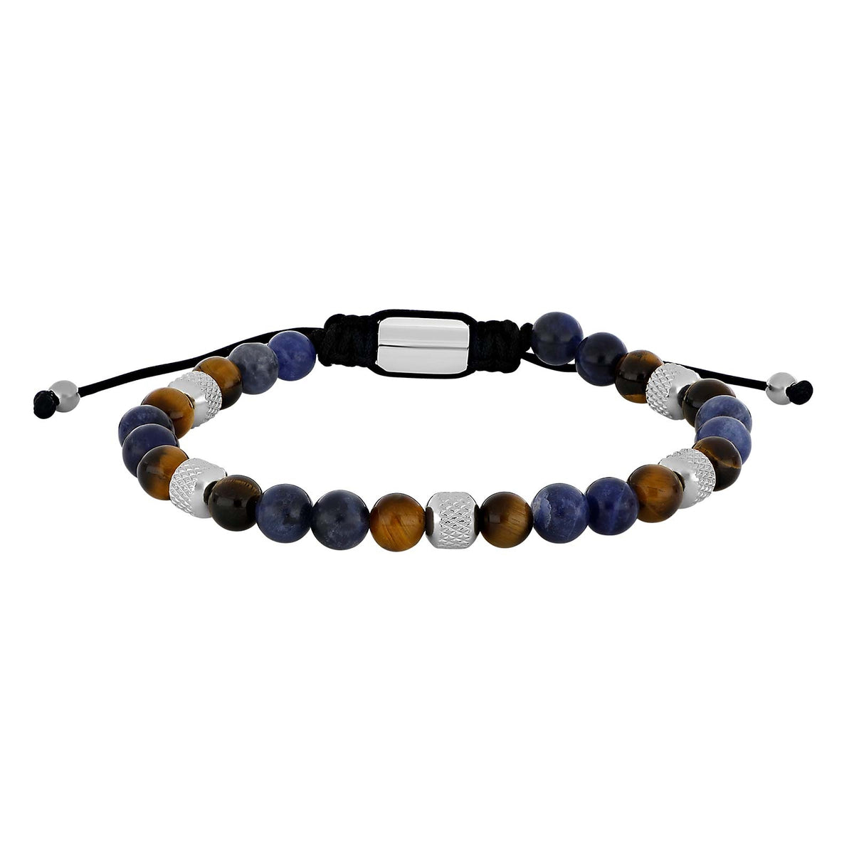 Nordahl Andersen Son of Noa herre armbånd med sodalite og tiger eye i stål – set fra siden