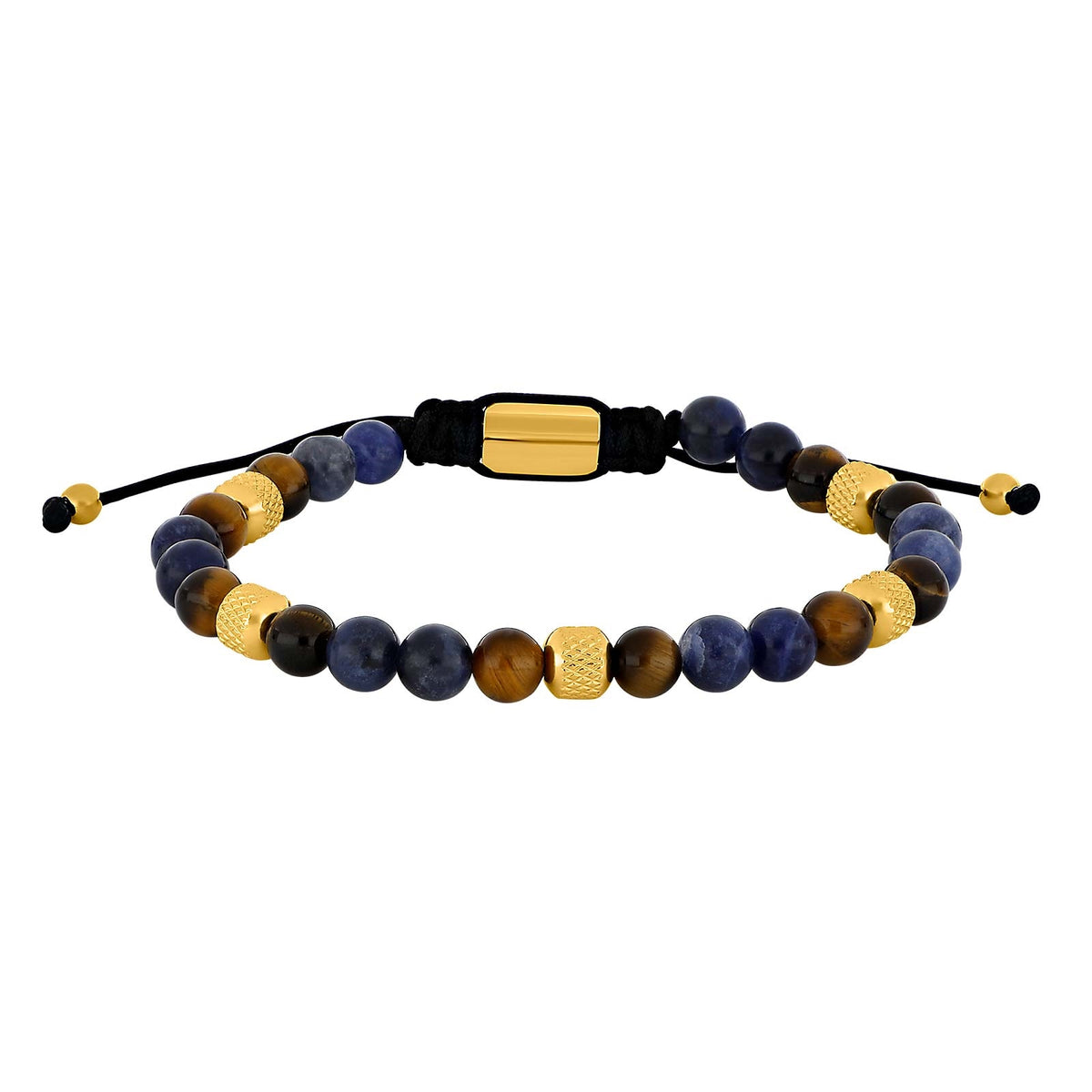 Nordahl Andersen Son of Noa herre armbånd i IP forgyldt stål med sodalite og tiger eye – set fra siden