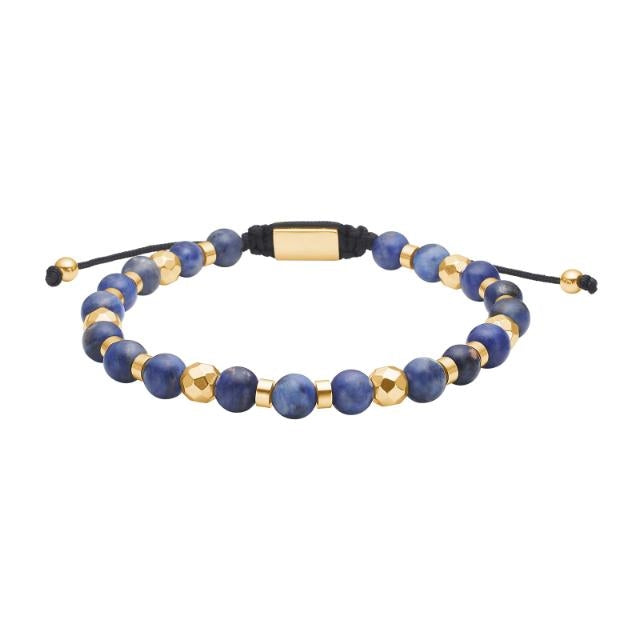 Nordahl Andersen Son of Noa herre armbånd i IP gold stål med sodalite, set fra siden