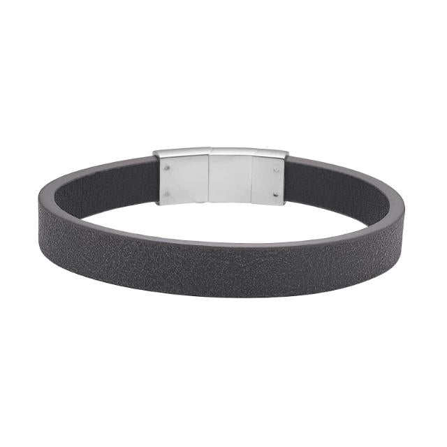 Nordahl Andersen Son of Noa armbånd i sort kalveskind med magnetlås i stål – set fra siden