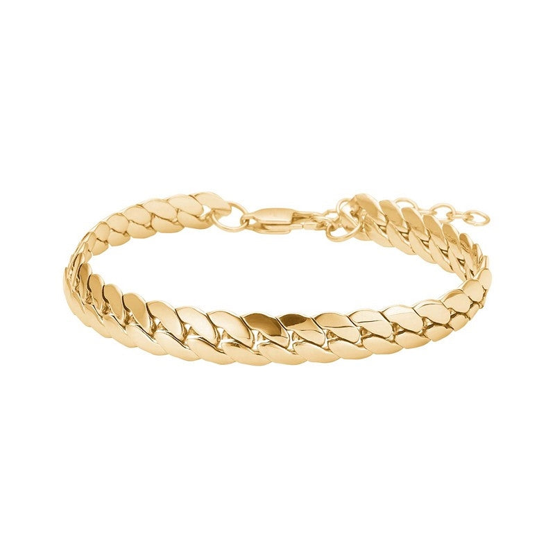 Nordahl Andersen herrearmbånd i rustfrit stål med IP guld belægning – kraftfuldt panserleds-design