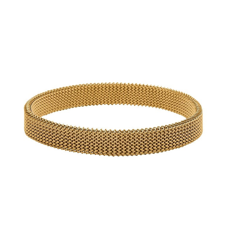 Nordahl Andersen Son of Noa herrearmbånd i stål med IP gold finish og flettet mesh-mønster