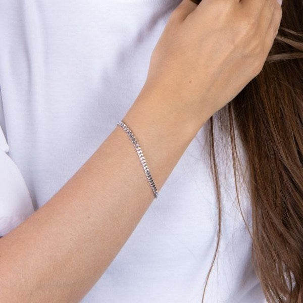 Nordahl Andersen panserkæde armbånd i sølv, 3 mm – set fra siden