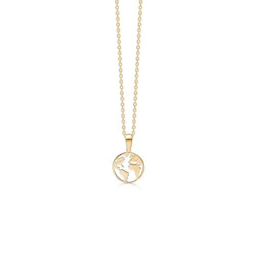 Mads Z World vedhæng i 9 karat guld med verdenskort-motiv, diameter 13 mm