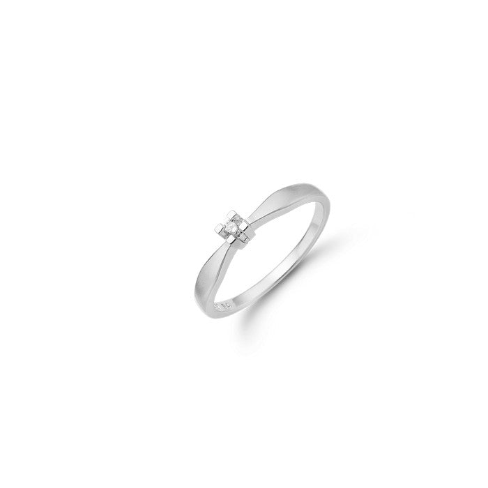 Aagaard Eternity diamantring i 14 kt hvidguld med fire grabber og brillantslebet diamant
