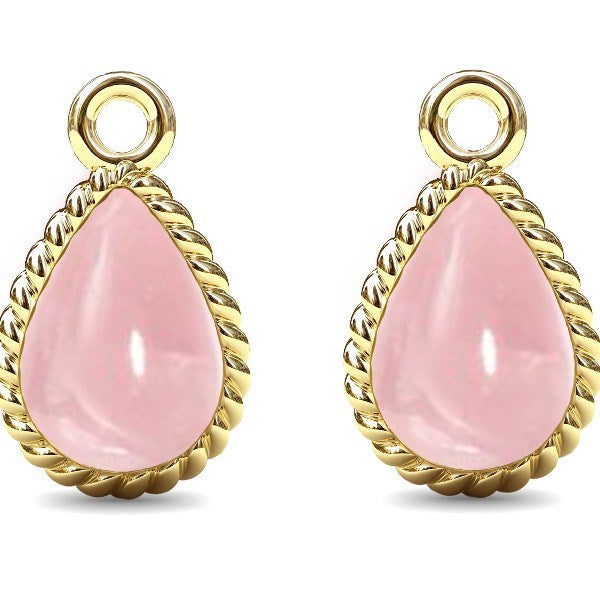 Spinning Jewelry Twisted Manna ørevedhæng i forgyldt sølv med rosa kvarts og snoet detalje