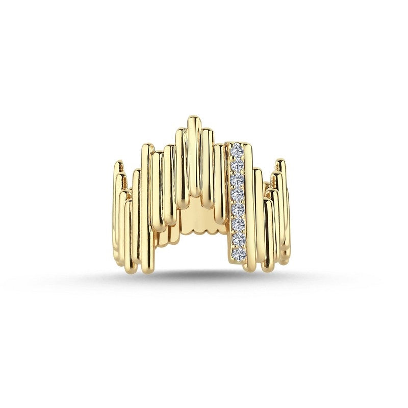 Nuran Piano diamantring i 14 karat guld med 0,12 ct brillanter – nærbillede af sten
