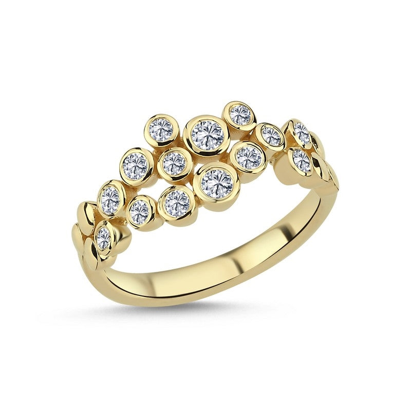 Nuran Bubbles ring i 14 kt guld med 0,38 carat diamanter i tube fatninger – nærbillede af sten
