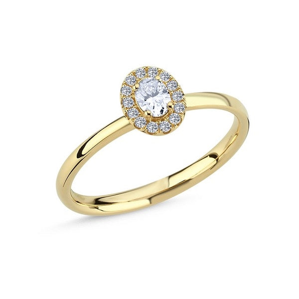 Nuran Champagne ring i 14 karat guld med hvide brillanter i klassisk rosetdesign