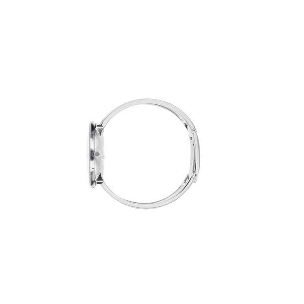 Arne Jacobsen Roman Bangle-ur i stål med hvid skive og romerske tal – liggende på flade