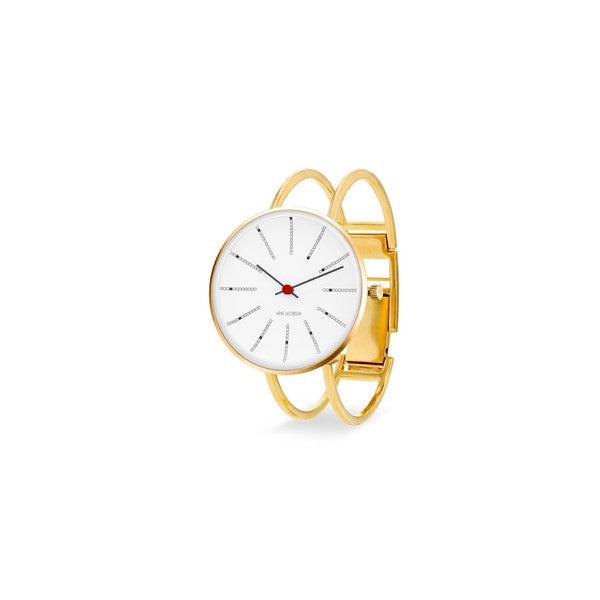 Arne Jacobsen - Bankers Bangle ur  med hvid urskive, Ø30