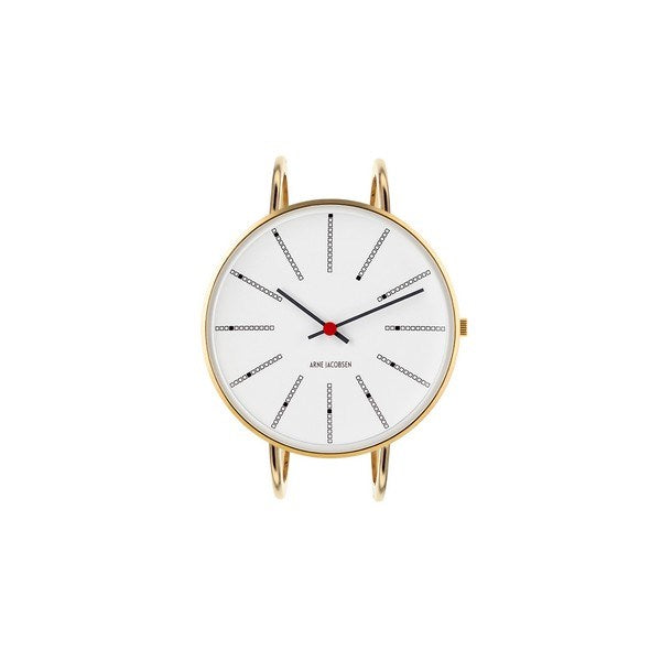 Arne Jacobsen Bankers Bangle armbåndsur i stål med IPG-belægning og hvid urskive – set fra siden