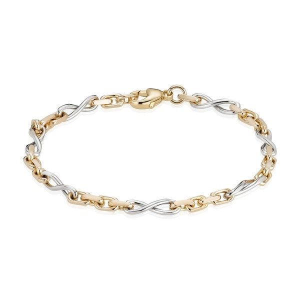 BNH anker sløjfe-armbånd i 14 karat guld og hvidguld, set fra siden