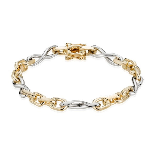 BNH anker sløjfe armbånd i 14 karat guld og hvidguld med markant kæde