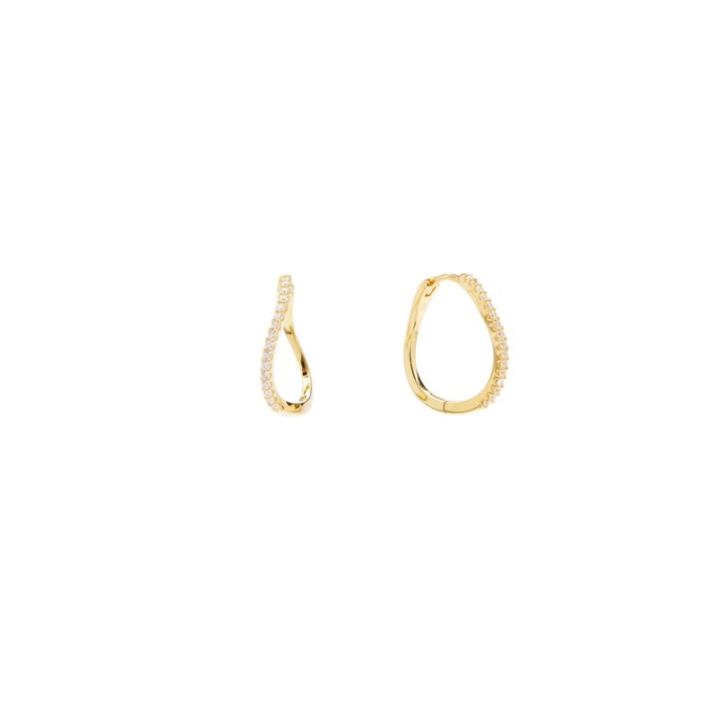 Pico Copenhagen Amelia petit crystal hoops i forgyldt sølv med klare nanokrystaller