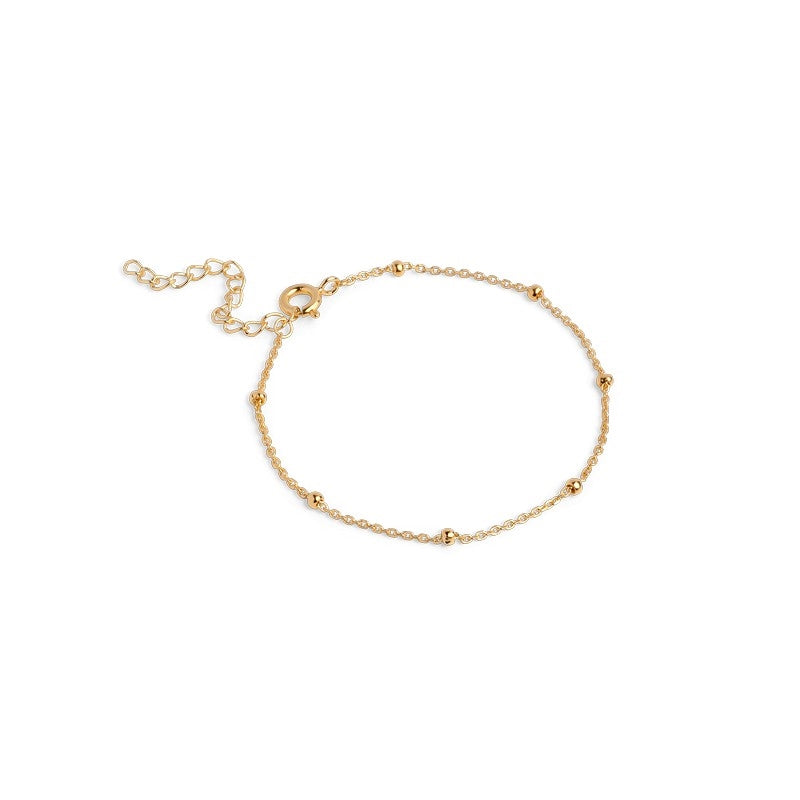Enamel Copenhagen Beaded Chain armbånd i 18 karat forgyldt sølv med små sølvperler
