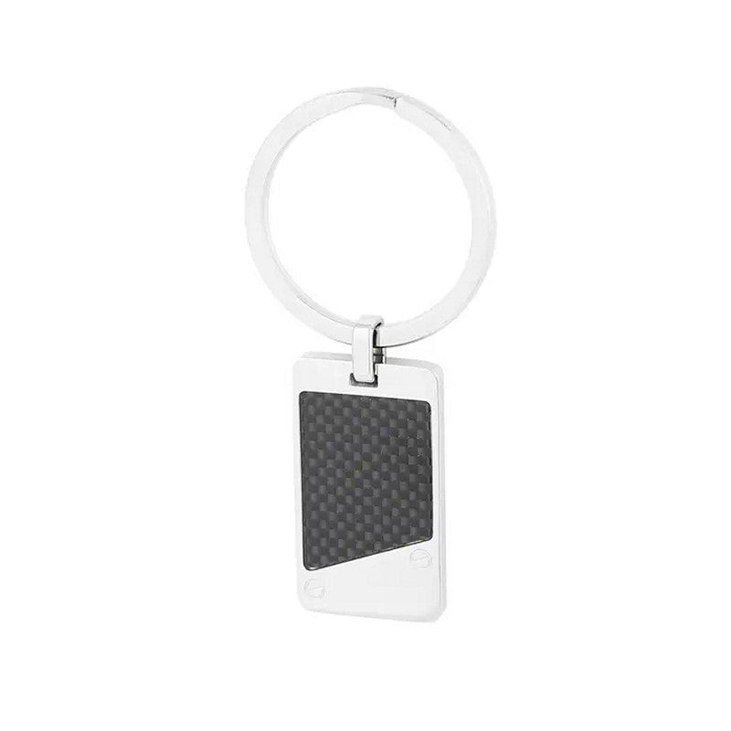 ByBirch nøglering i rustfrit stål med sort blank plade på 30x16 mm