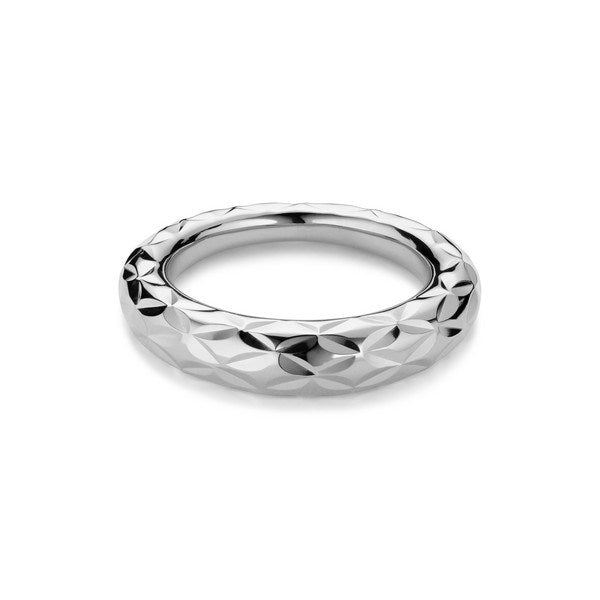 Jane Kønig Big Impression ring i blank sølv med asymmetrisk form – 4,5 mm bred