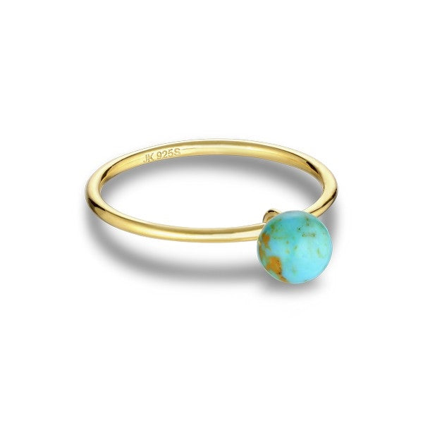 Jane Kønig Bermuda Turquoise ring i forgyldt sølv med hængende turkisfarvet perle