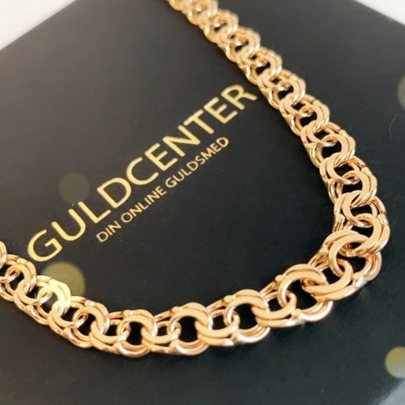BNH Bismark halskæde i 8 karat guld med dobbeltled – set fra siden