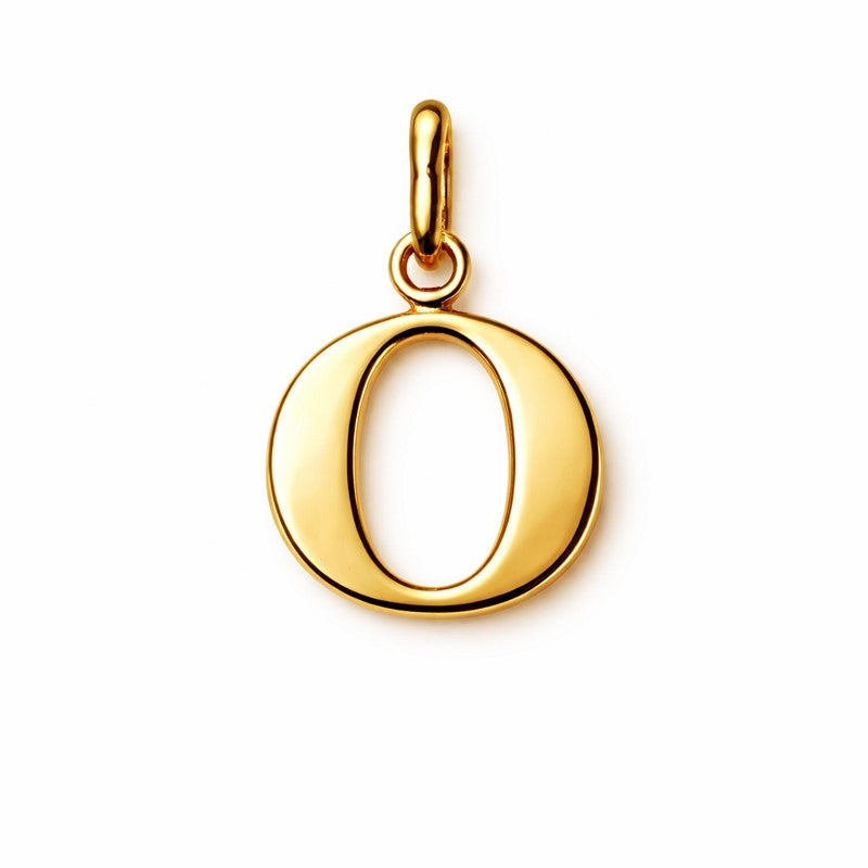 Bogstavvedhæng i 8 karat guld med blank overflade – detalje af fatning