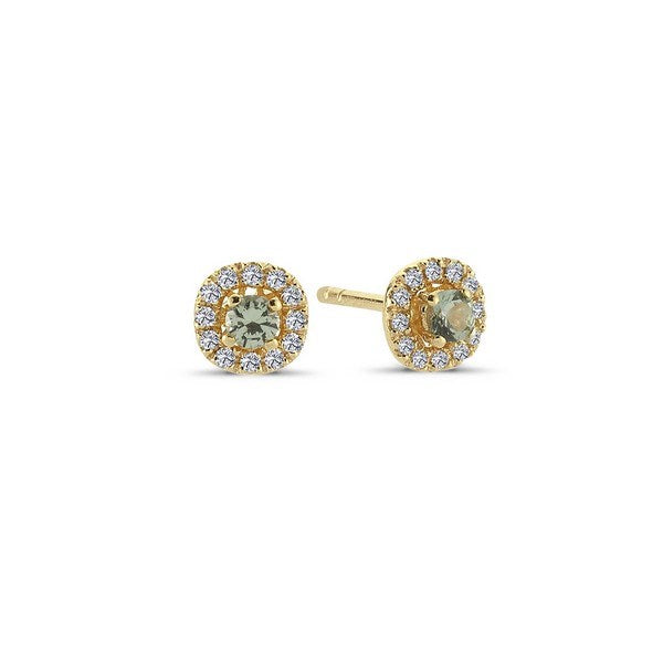 Nuran Sofia øreringe i 14 karat guld med grøn safir og 0,12 ct brillanter