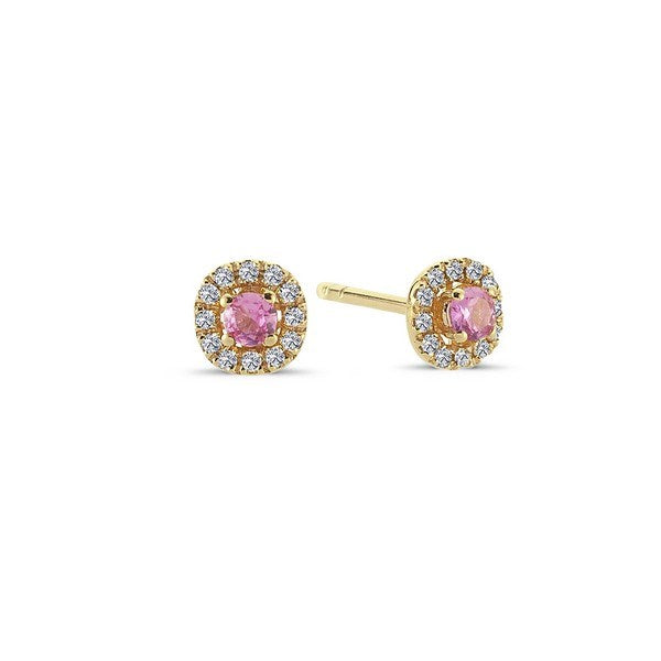 Nuran Sofia øreringe i 14 karat guld med pink safir og 0,12 ct. diamanter