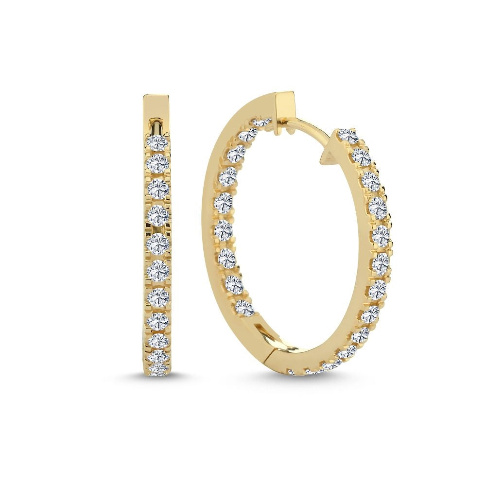 Nuran creoler i 14 karat guld med 0,88 ct lab grown diamanter – Ø23 mm