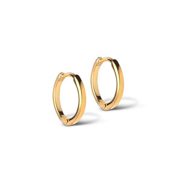 Enamel Copenhagen Classic Hoops i forgyldt sølv med blå sten – 10 mm creoler med cool cut-form