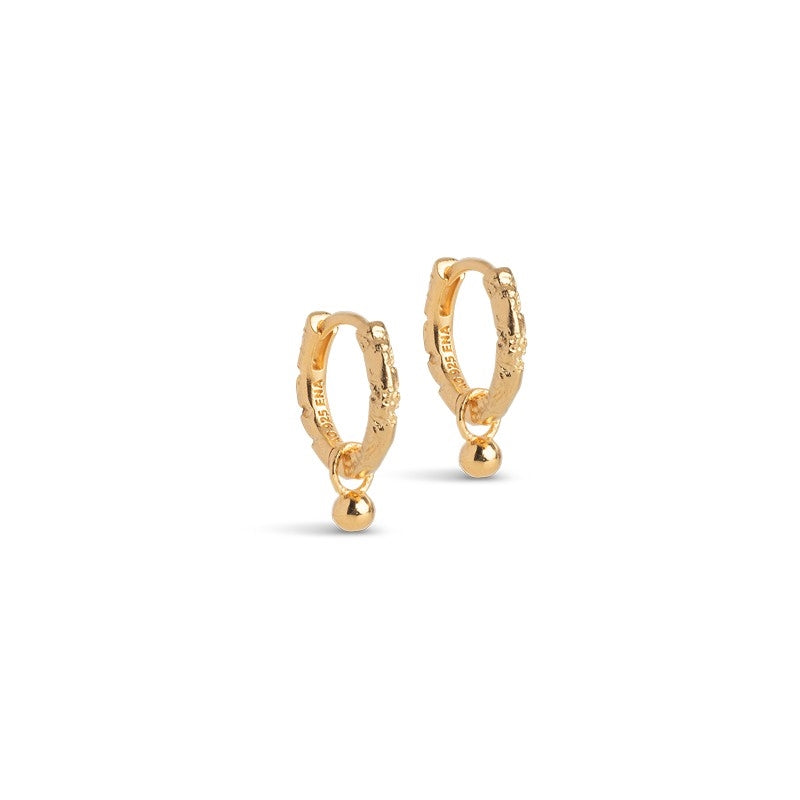 Enamel Belle Hoops creoler i forgyldt messing med guldkugle E245GB